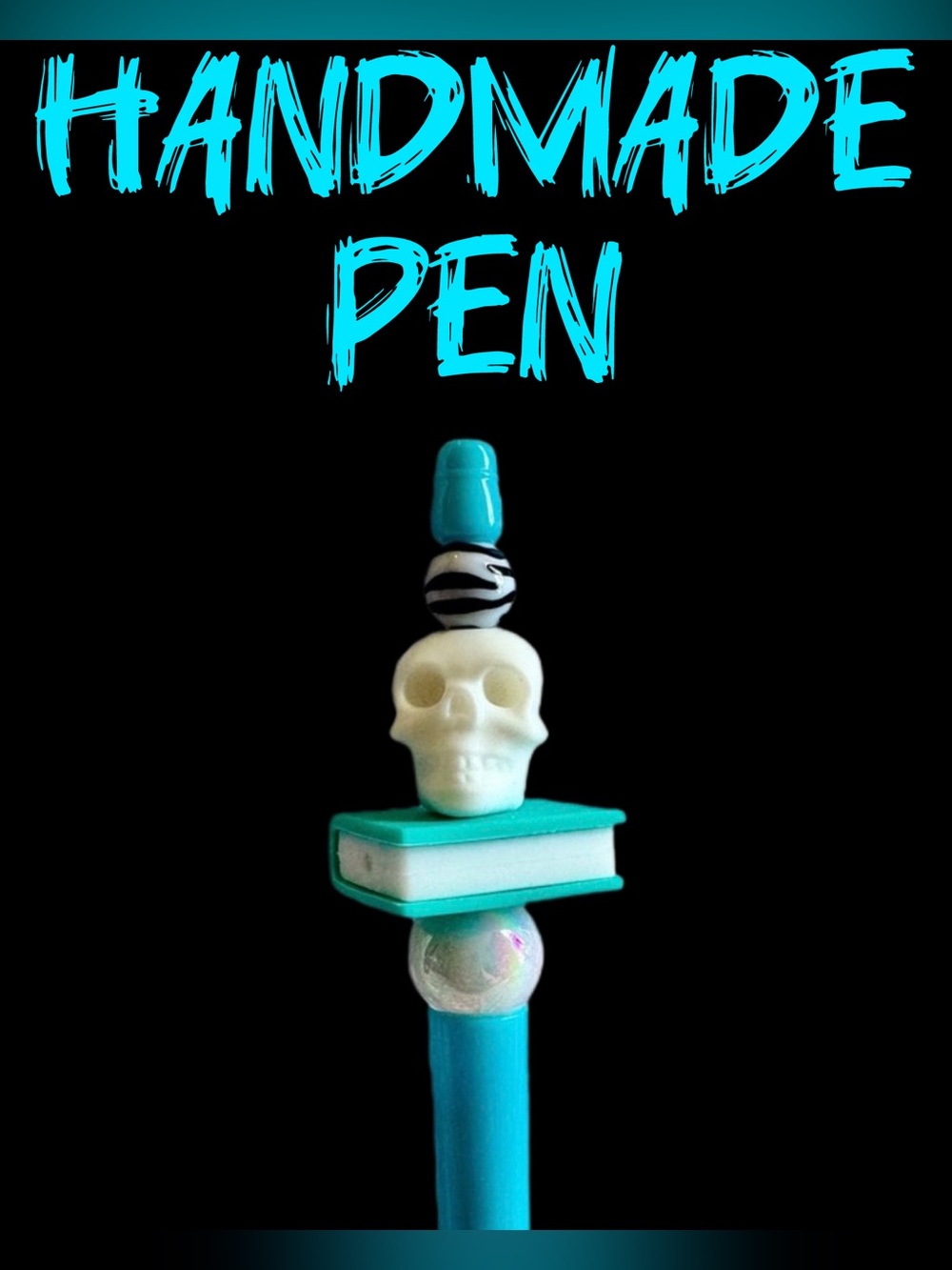 Horror Reader - Custom Ink Pen - Skull Book Lover